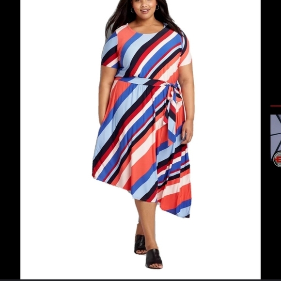 Lane Bryant midi asymmetrical hem dress women 10/12 casual party  y2k Vavztion - Picture 11 of 11